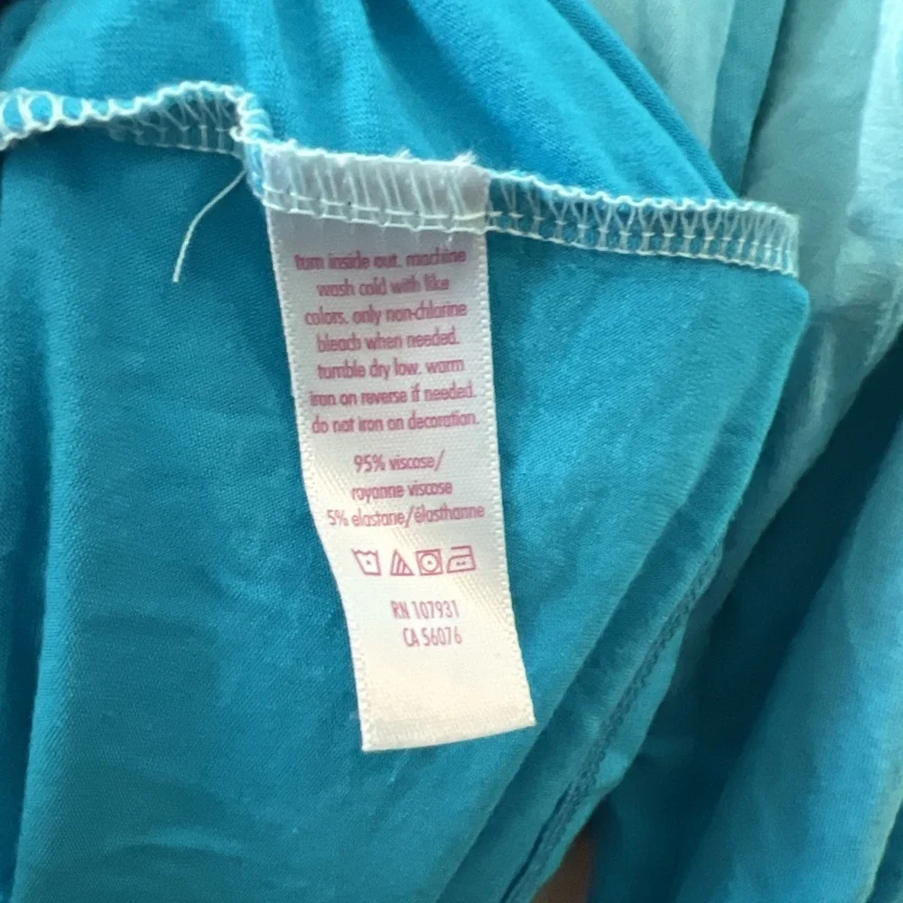 Justice Long Sleeve Top Turquoise Blue Ombre Girls Sz 20 Dip Dye Lightweight New